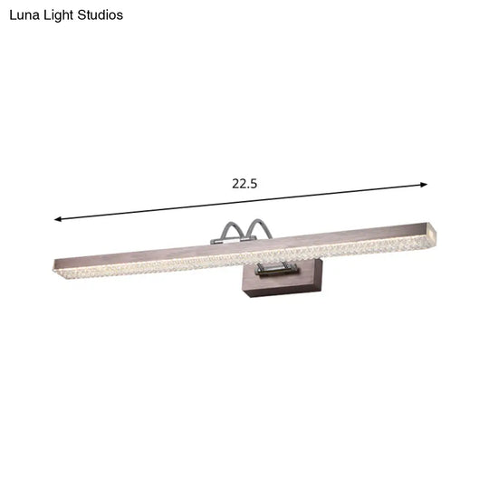 Modern Metal Vanity Wall Sconce With Led Lights - Curved Arm 3 Gears 16.5/28/22.5 Wide In