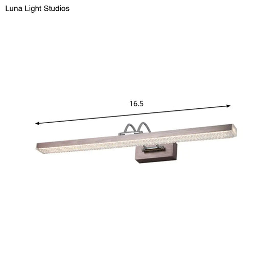 Modern Metal Vanity Wall Sconce With Led Lights - Curved Arm 3 Gears 16.5/28/22.5 Wide In