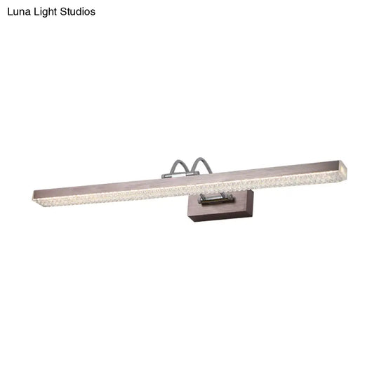 Modern Metal Vanity Wall Sconce With Led Lights - Curved Arm 3 Gears 16.5/28/22.5 Wide In