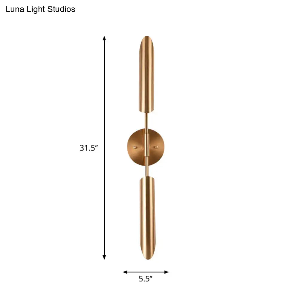 Modern Metal Wall Lamp Sconce With Brass Finish Led Lighting - Tube Up-Down Mount