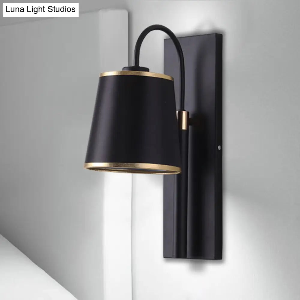 Modern Metal Wall Lamp With Conical Shade - Mounted Light Fixture For Living Room