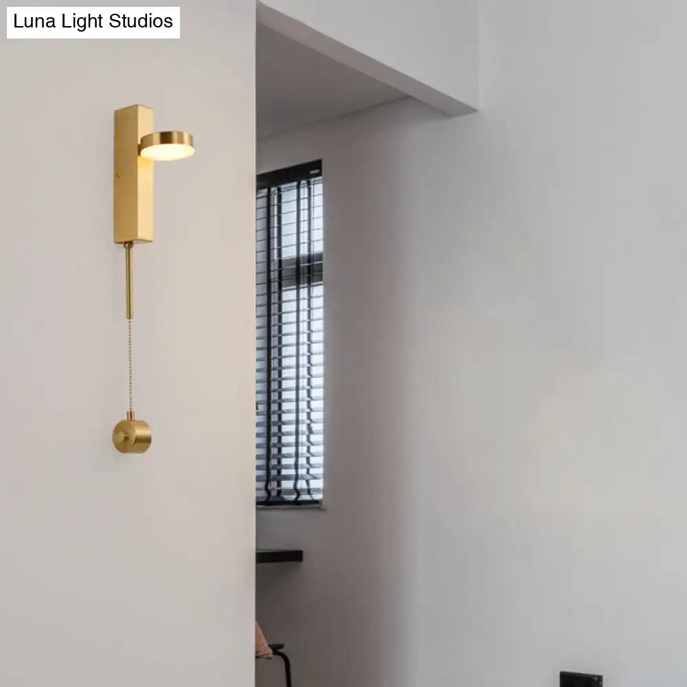 Modern Metal Wall Sconce: 1-Bulb Brass Led Lighting In Warm/White Light