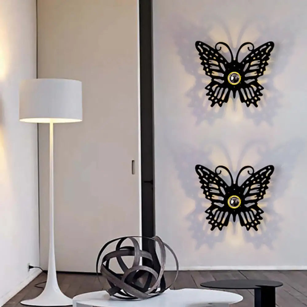 Modern Metal Wall Sconce - Cartoon Shape Ideal For Study Room Black / Butterfly