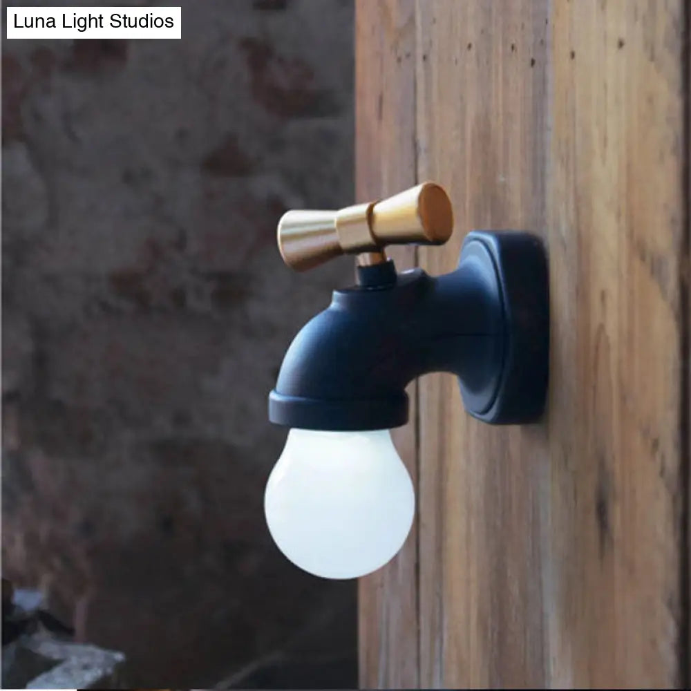 Modern Metal Wall Sconce For Faucet-Themed Kids Bedroom With Lovely One-Light Lamp