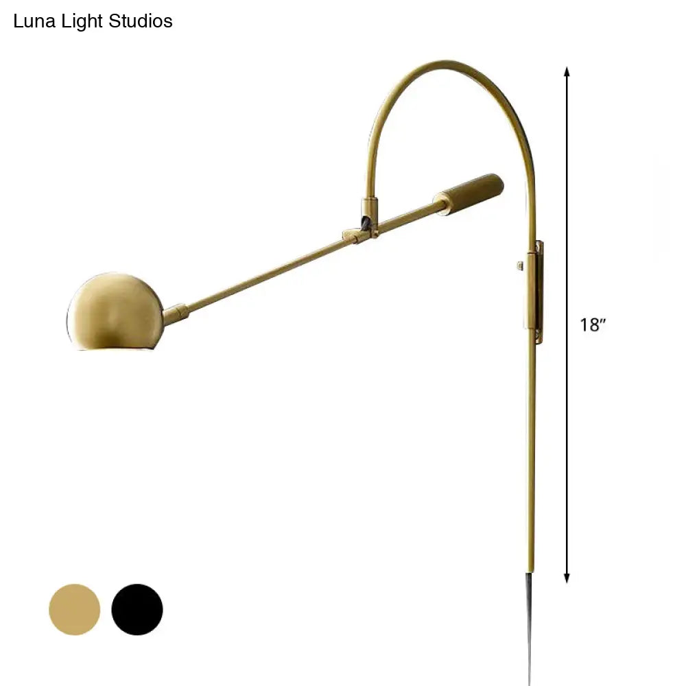 Modern Metal Wall Sconce Light: Globe Design Led Brass/Black Lighting For Living Room