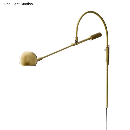 Modern Metal Wall Sconce Light: Globe Design Led Brass/Black Lighting For Living Room