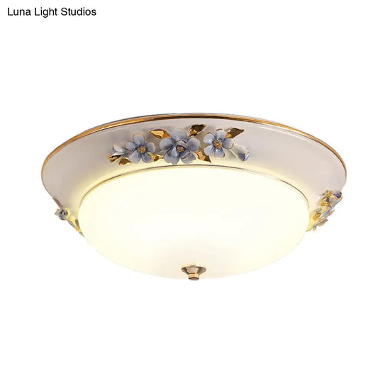 Modern Metal White Ceiling Mounted Led Flush Mount Lighting Fixture Korean Flower Design 12/14.5/17