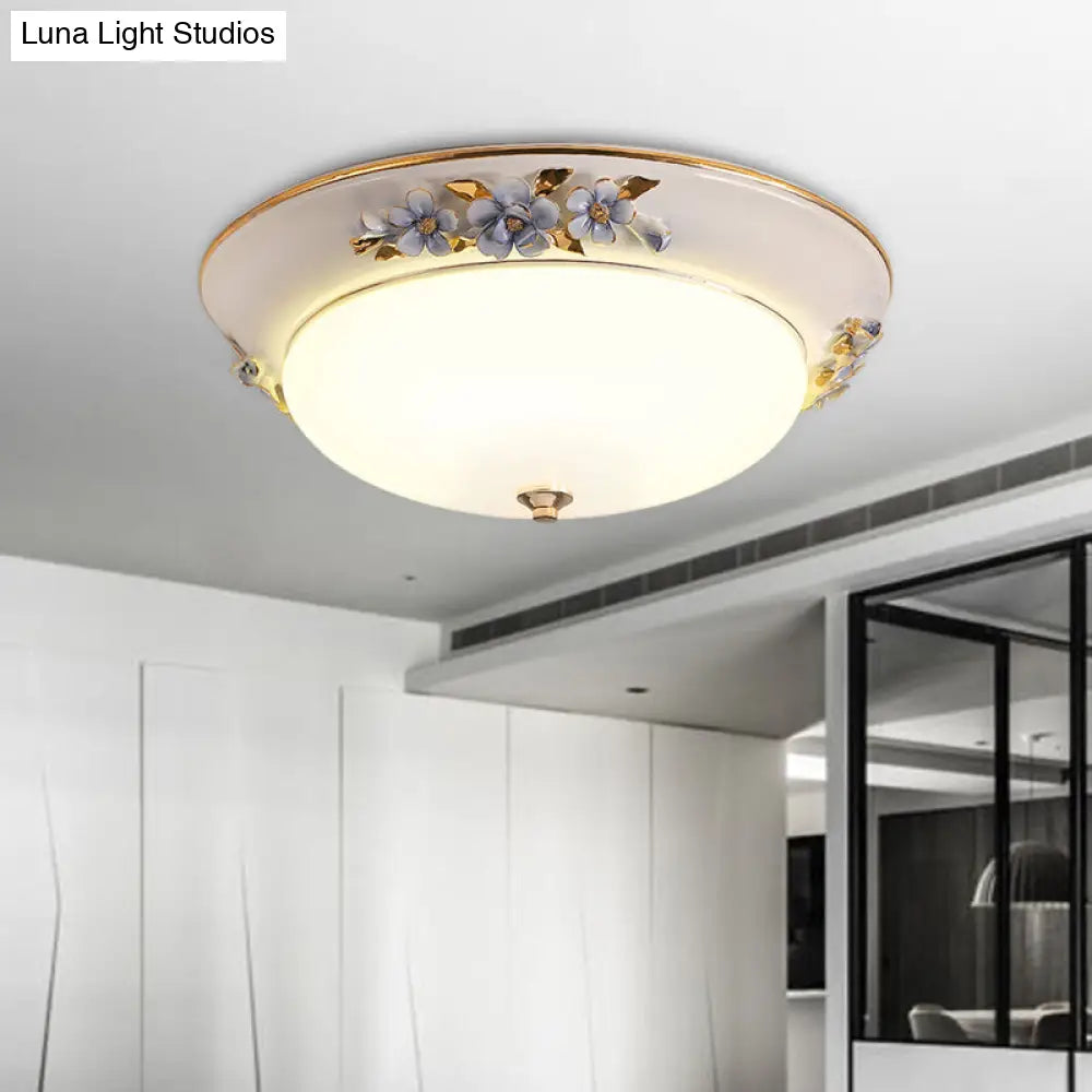 Modern Metal White Ceiling Mounted Led Flush Mount Lighting Fixture Korean Flower Design 12/14.5/17