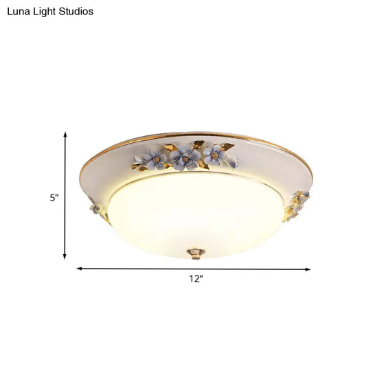 Modern Metal White Ceiling Mounted Led Flush Mount Lighting Fixture Korean Flower Design 12/14.5/17