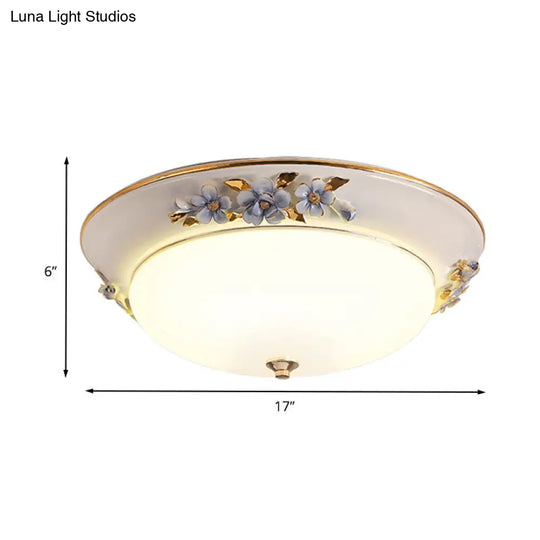 Modern Metal White Ceiling Mounted Led Flush Mount Lighting Fixture Korean Flower Design 12/14.5/17