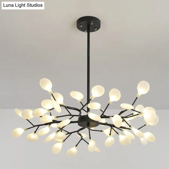 Wireframe Pendant Lamp: Minimal Led Chandelier For Living Room 30 / Black B