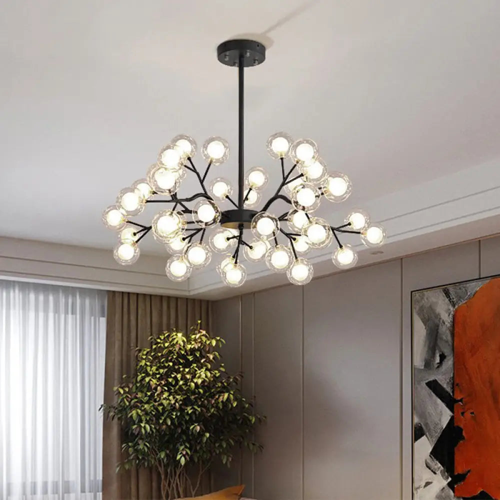 Modern Metal Wireframe Pendant Lamp - Minimal Led Chandelier For Living Room 30 / Black A