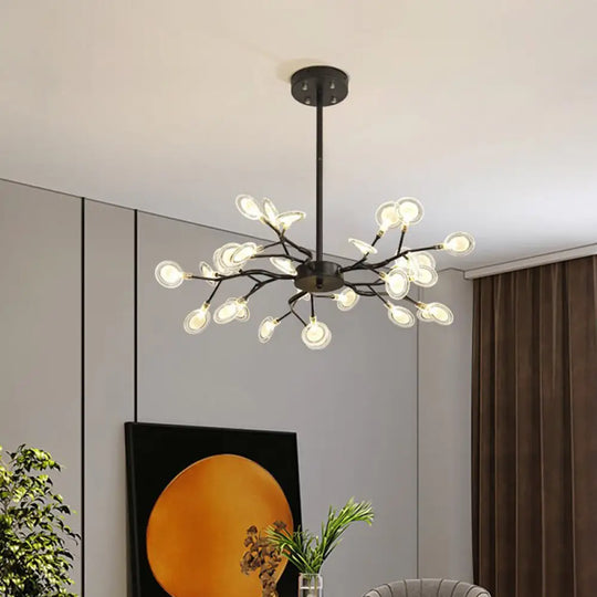 Modern Metal Wireframe Pendant Lamp - Minimal Led Chandelier For Living Room 30 / Black C