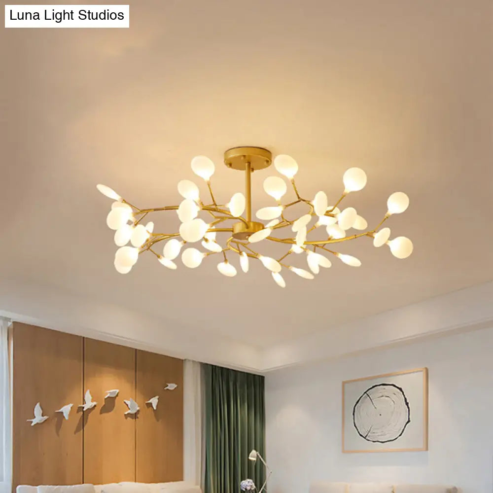 Wireframe Pendant Lamp: Minimal Led Chandelier For Living Room 30 / Gold B