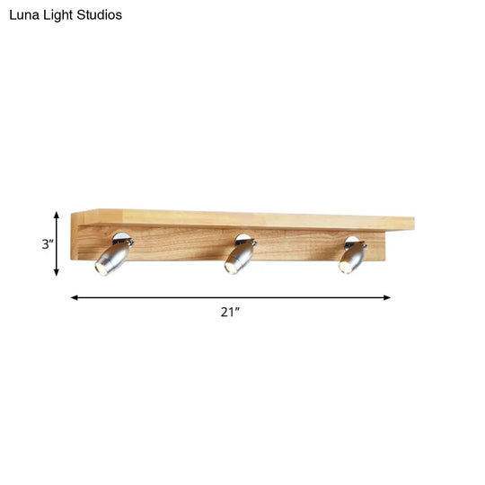 Modern Metal Wood Wall Lighting - Rotating Vanity Light With Bullet Shaped Design 3 Lights