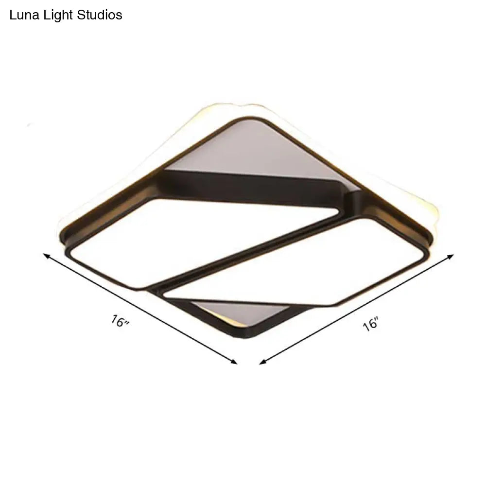 Modern Metallic Black & White Splicing-Block Led Flush Ceiling Light - 16’/19.5’/35.5