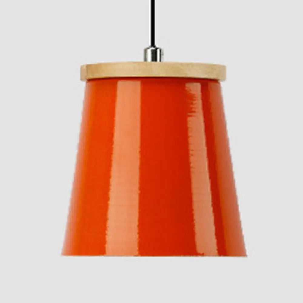 Modern Metallic Bucket Pendant Light For Kitchen And Dining Room Orange