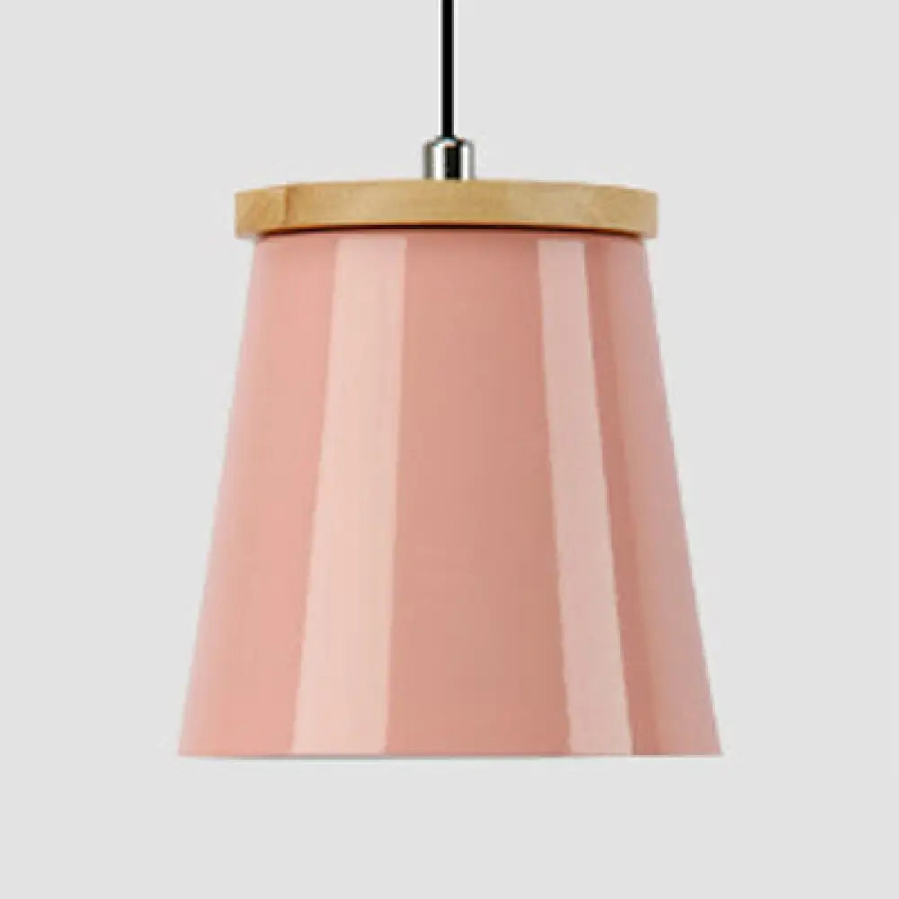 Modern Metallic Bucket Pendant Light For Kitchen And Dining Room Pink