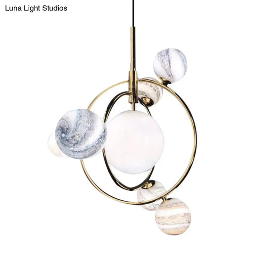 Modern Metallic Chandelier: Gold Universe Suspension Light For Living Room & Hotel