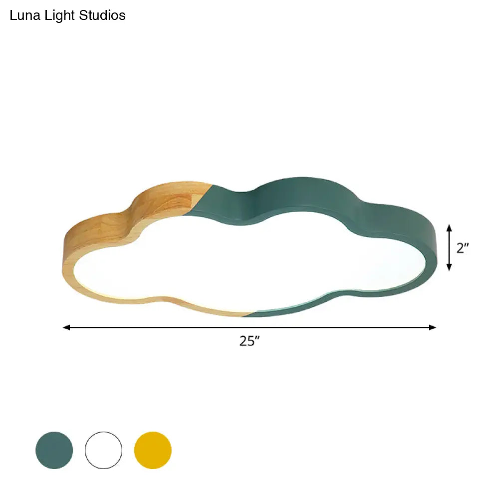 Modern Metallic Cloud Led Ceiling Fixture For Great Room - White/Yellow/Green Flush Mount Light