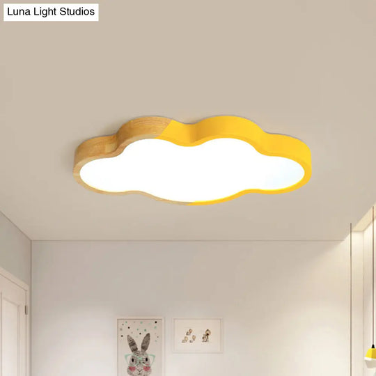 Modern Metallic Cloud Led Ceiling Fixture For Great Room - White/Yellow/Green Flush Mount Light