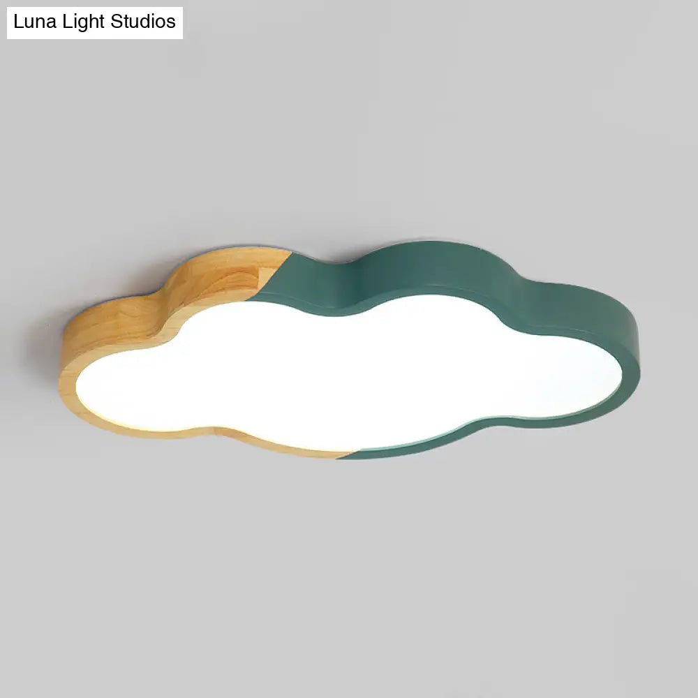 Modern Metallic Cloud Led Ceiling Fixture For Great Room - White/Yellow/Green Flush Mount Light