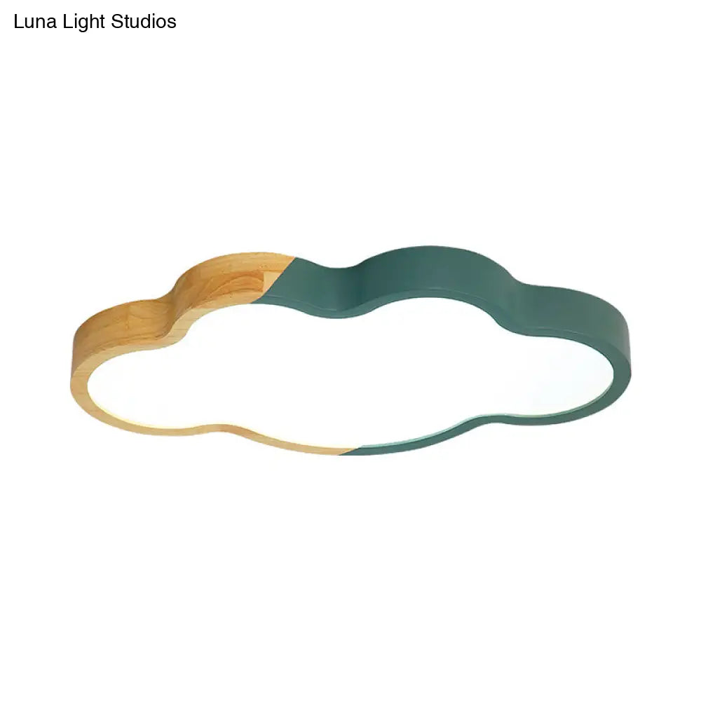 Modern Metallic Cloud Led Ceiling Fixture For Great Room - White/Yellow/Green Flush Mount Light