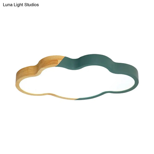 Modern Metallic Cloud Led Ceiling Fixture For Great Room - White/Yellow/Green Flush Mount Light