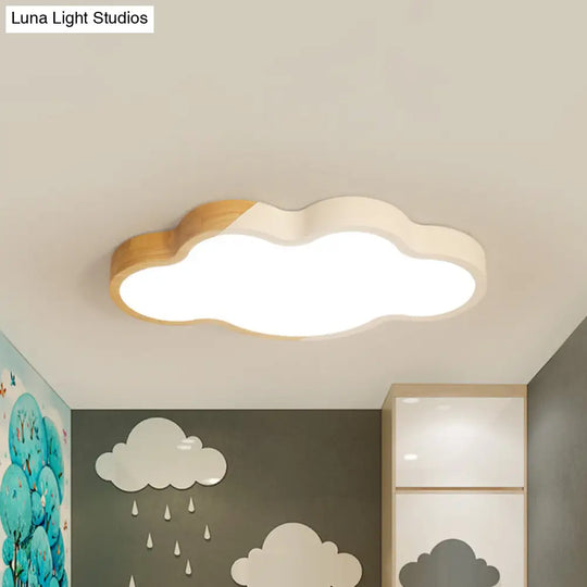 Modern Metallic Cloud Led Ceiling Fixture For Great Room - White/Yellow/Green Flush Mount Light