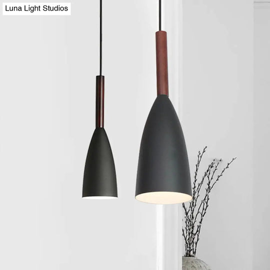 Modern Metallic Cone Pendant Lamp With Curved Design For Restaurants