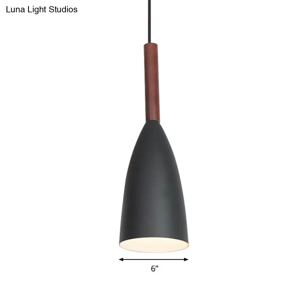 Modern Metallic Cone Pendant Lamp With Curved Design For Restaurants