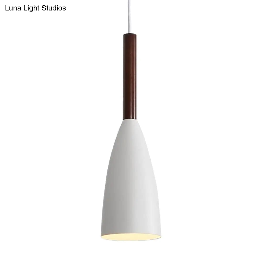 Modern Metallic Cone Pendant Lamp With Curved Design For Restaurants