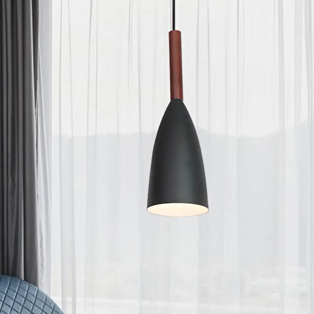 Modern Metallic Cone Pendant Lamp – Stylish Hanging Light For Restaurants Black