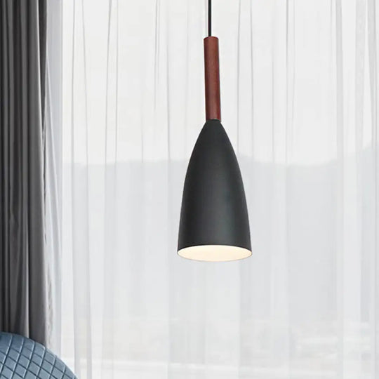 Modern Metallic Cone Pendant Lamp – Stylish Hanging Light For Restaurants Black