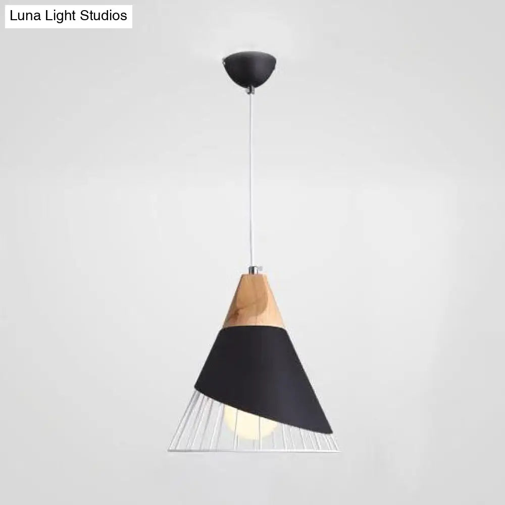 Modern Iron Cone Pendant Light - 12/14 Wide Single Bulb Hanging Lamp For Balcony Bar Black / 10