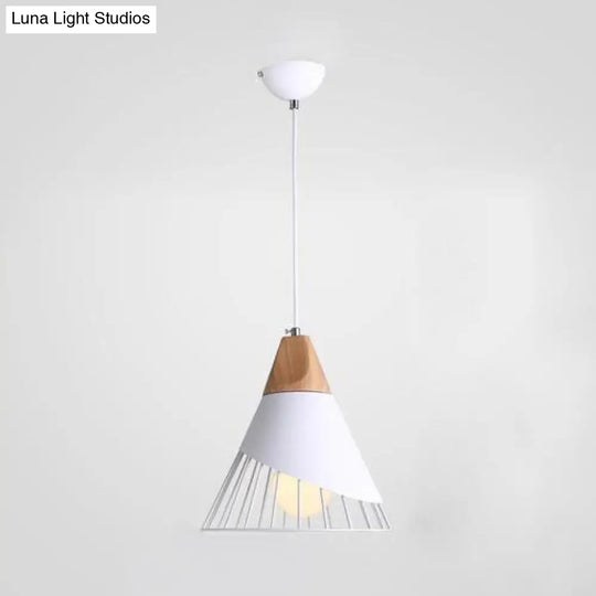 Modern Iron Cone Pendant Light - 12/14 Wide Single Bulb Hanging Lamp For Balcony Bar White / 10