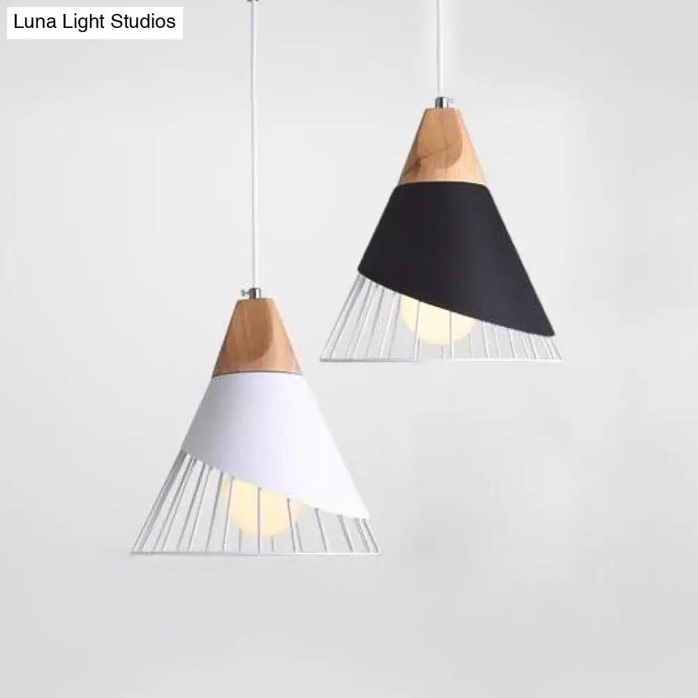 Modern Iron Cone Pendant Light - 12/14 Wide Single Bulb Hanging Lamp For Balcony Bar