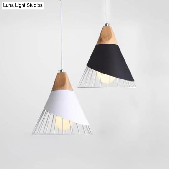 Modern Iron Cone Pendant Light - 12/14 Wide Single Bulb Hanging Lamp For Balcony Bar