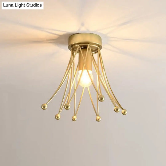 Modern Metallic Crown Flush Mount Ceiling Light For Kids | 1 - Light Black/Gold/White