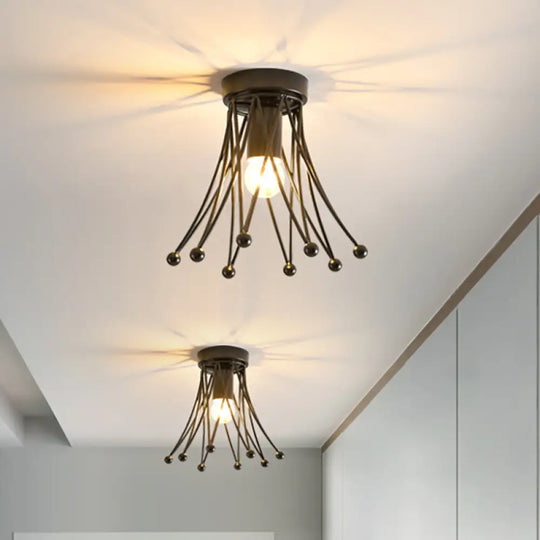 Modern Metallic Crown Flush Mount Ceiling Light For Kids | 1 - Light Black/Gold/White Black