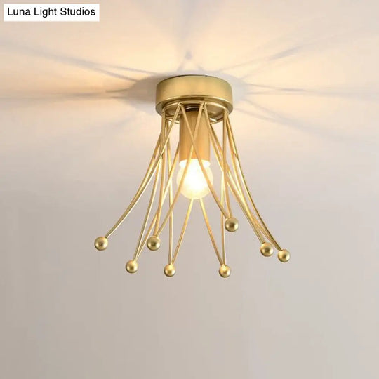 Modern Metallic Crown Flush Mount Ceiling Light For Kids | 1-Light Black/Gold/White