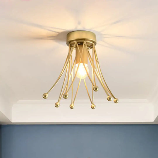 Modern Metallic Crown Flush Mount Ceiling Light For Kids | 1 - Light Black/Gold/White Gold