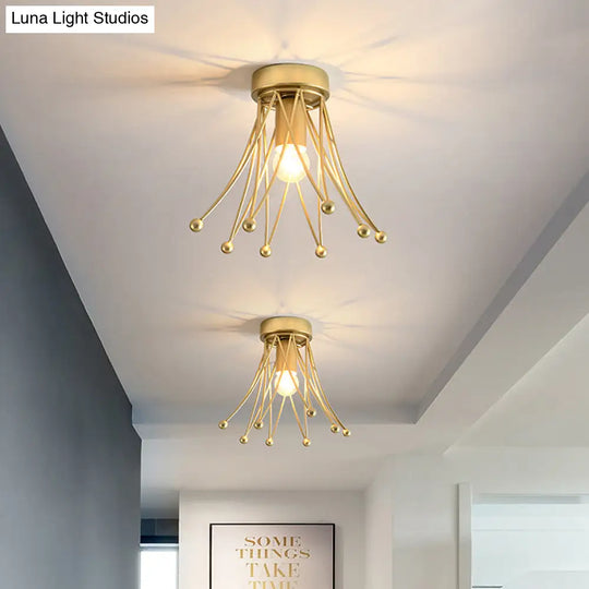 Modern Metallic Crown Flush Mount Ceiling Light For Kids | 1 - Light Black/Gold/White