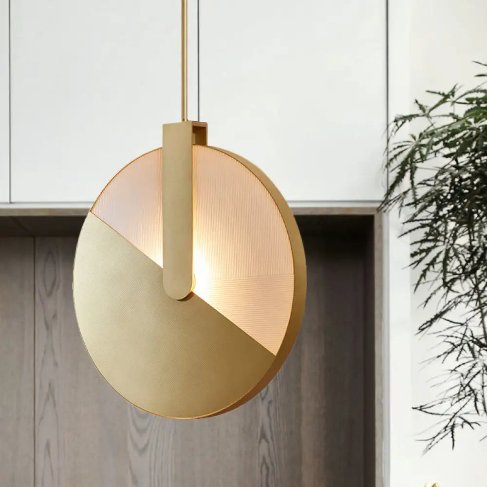 Modern Metallic Dining Room Pendant Lighting In Gold - Round Led Hanging Lamp