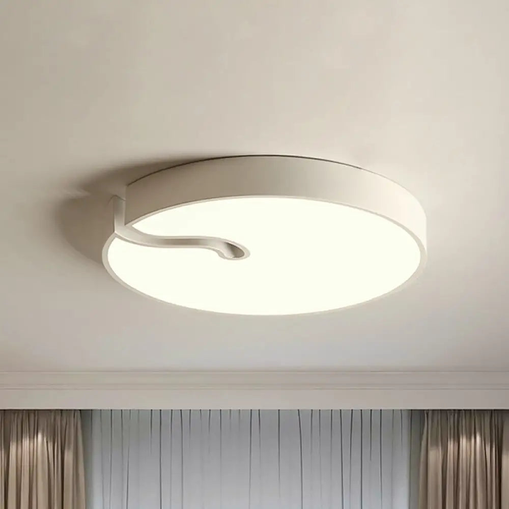 Modern Metallic Drum Flush Mount Led Ceiling Lamp In White/Black - 16’/19.5’ Dia White / 16’