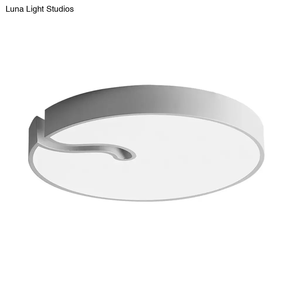 Modern Metallic Drum Flush Mount Led Ceiling Lamp In White/Black - 16’/19.5’ Dia