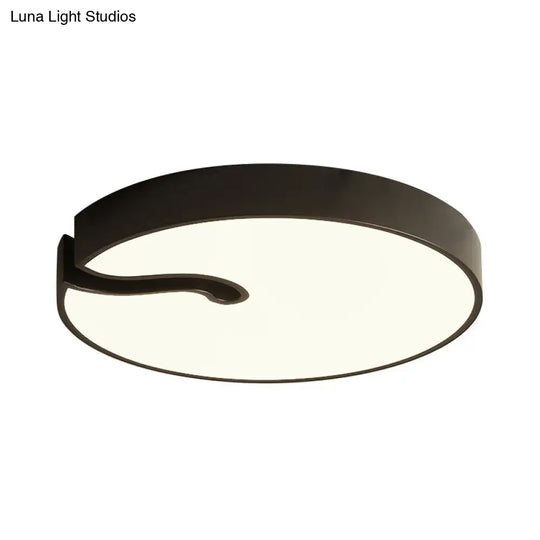 Modern Metallic Drum Flush Mount Led Ceiling Lamp In White/Black - 16/19.5 Dia