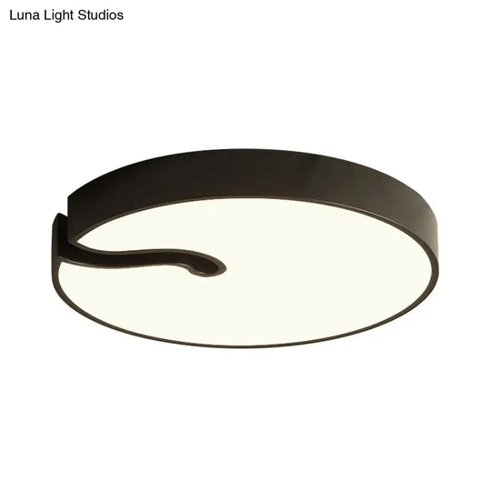 Modern Metallic Drum Flush Mount Led Ceiling Lamp In White/Black - 16’/19.5’ Dia