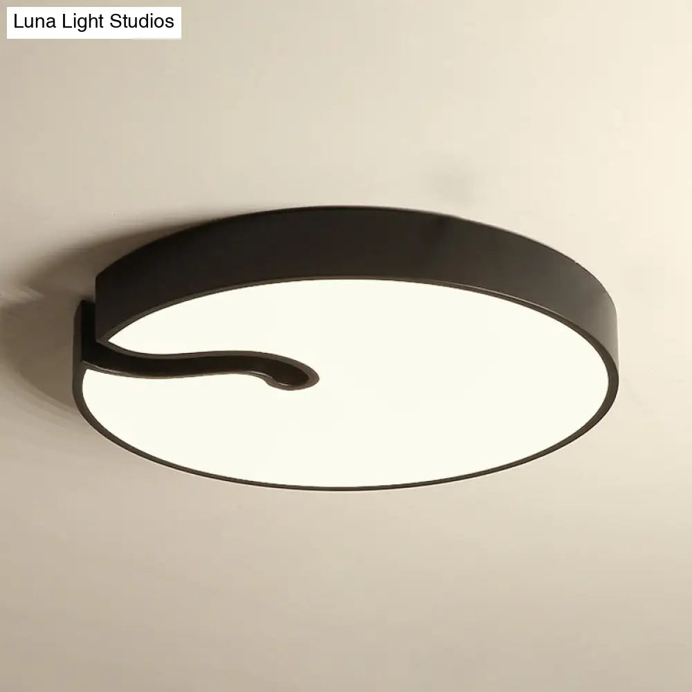 Modern Metallic Drum Flush Mount Led Ceiling Lamp In White/Black - 16’/19.5’ Dia