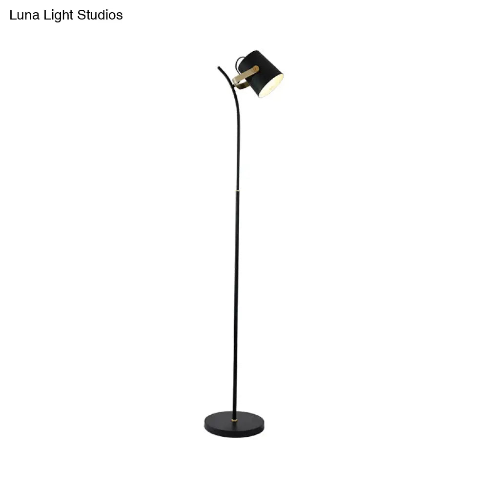 Modern Metallic Floor Lamp: Black Cylinder Spot Light With Handle For Living Room